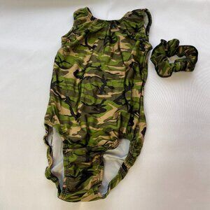 Child's Garland Camo Print Leotard Size Large with Matching Hair Srunchie